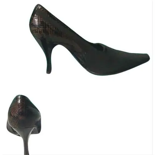 Donald Pliner Expresso Silk Elastic Pump Shoe Snake Pitone Leather NWT $255 Brown Size 10
