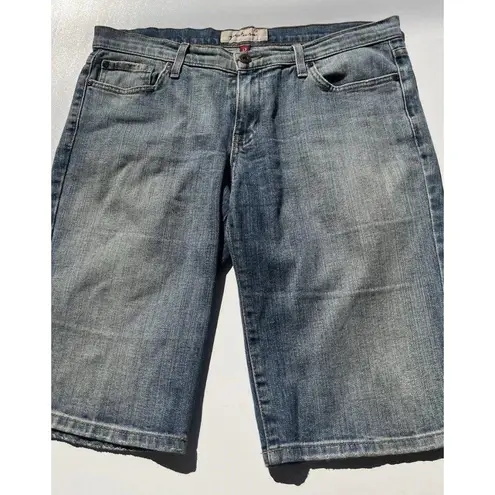 Just USA Blue Distressed Blue Ultra Mid Long Short Jean Shorts Women’s Sz 13