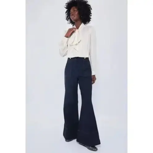 Tuckernuck x India Hicks Wide Leg Jeans Size 8 NWT High Rise Dark Wash $198 Blue