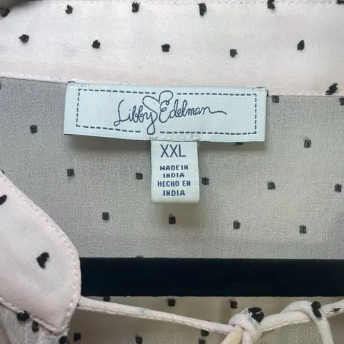 Libby Edelman Long Sleeve Blouse 2XL Ballet Pink Fairy Polka Dot Coquette Sheer Size 2X