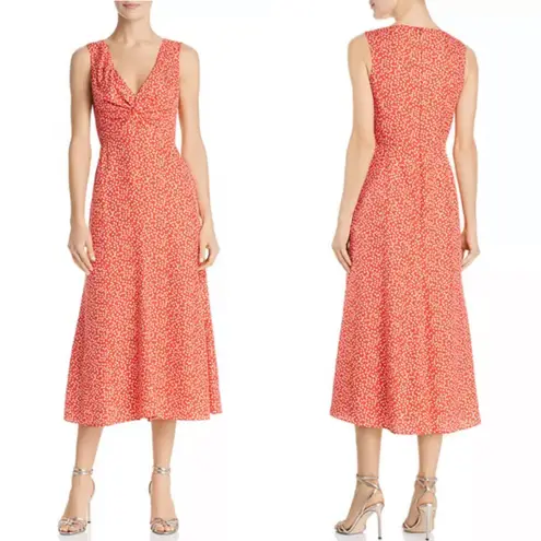 Rebecca Taylor Malia Silk Blend Dress Womens 4 Floral Midi Twist Front Feminine