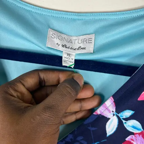 Signature by Robbie Bee Blue and Pink Asymmetrical Sundress Size XL