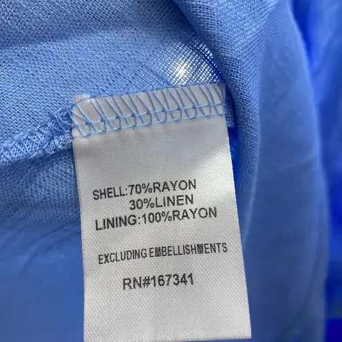 Fortunate One Blue One Shoulder Linen-blend Maxi Dress women sz L