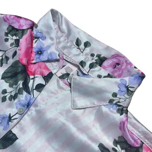 Victoria's Secret Victoria Secret Sleep Shirt Floral Long Sleeve Button Down Satin Silky Large