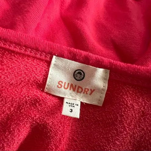 Sundry Anthropologie’s  Sweatshirt Pink Red Heart Crew Neck Sweater Size L NEW