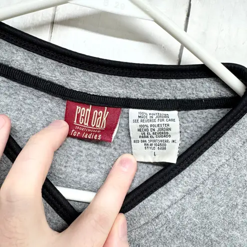Vtg Red Oak Sweater Women Size Large Gray Fleece VA Tech V