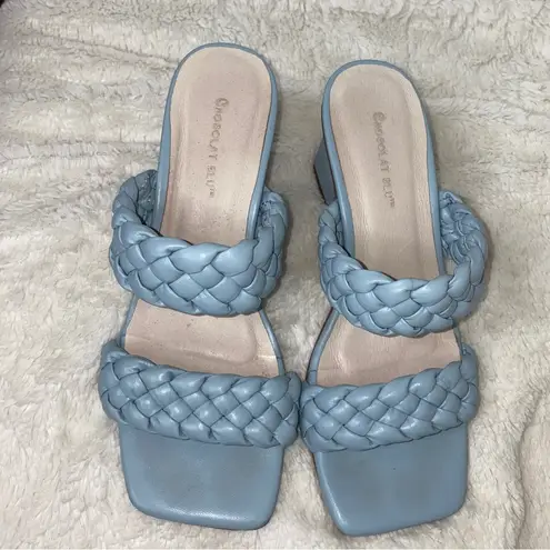 Chocolat Blu Boutique Brand Blue Braided Strap Block Heel Sandal
