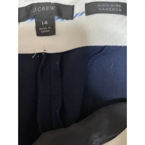 J.Crew Cameron Women's Navy Blue High Rise Straight Trousers Dress Pants Size 14