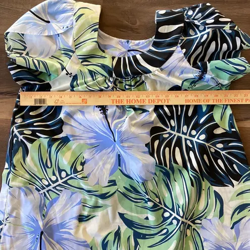 Vintage Y Not Hawaii Women’s Hibiscus Monstera Floral Mu’umu’us Dress Size XL