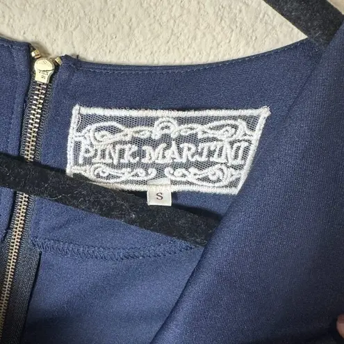 Pink Martini Navy Drape Neck Dress with Pockets Size Small