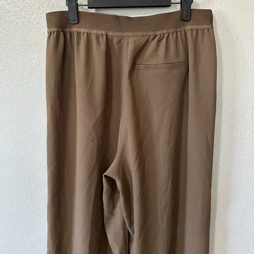 Spanx  Carefree Crepe Wide Leg Pleated Trouser Cedar Brown Tan Size‎ Large