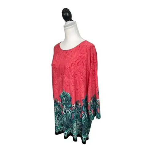 Investments II Blouse Tunic Plus Size 2X Floral Paisley Multicolor Pullover Top