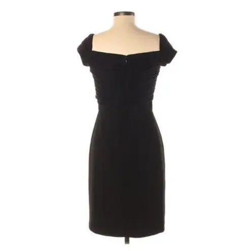 Black Halo Cocktail Dress Size 6 Cap Sleeve Black Sheer Gathered Ruched