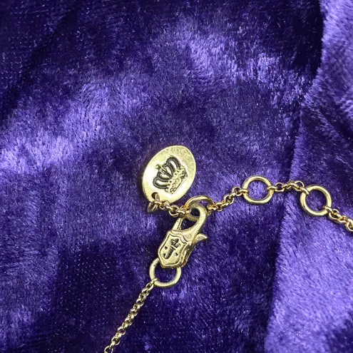 Juicy Couture  Clover Necklace Gold Tone Green Enamel Lucky Charm Pendant 18 inch