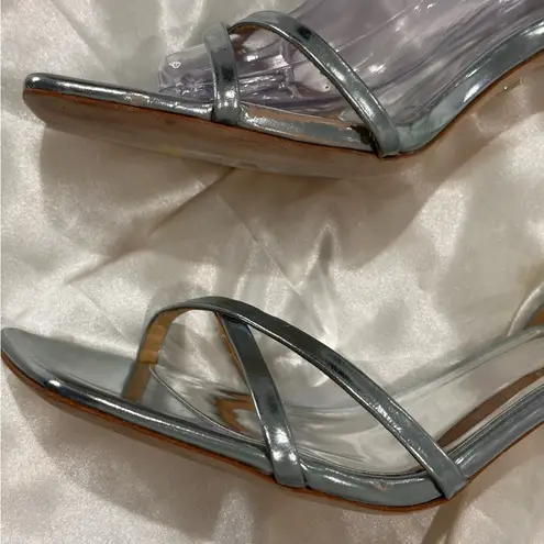 Badgley Mischka Callie Beaded Heel Sandal Bubble Heel Open Toe Metallic Size 9