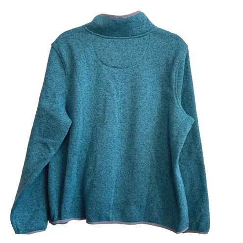 LLBean Women 1X Reg Teal Heathered Snap Neck Pullover Fleece Sweater Blue Size undefined
