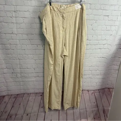 Abercrombie and Fitch New high rise wide leg linen blend preppy pants size 24R Tan