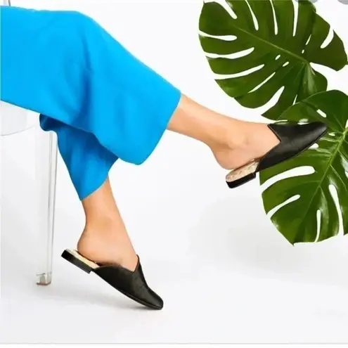 Birdies The Raven Mule in Satin Slubbed Shantung Black