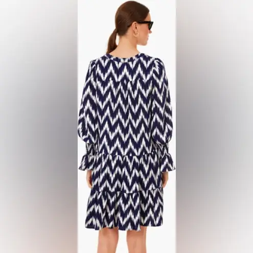 Tuckernuck Pomander Place Kenzo Dress in Navy Blue and White Ikat Size XXL