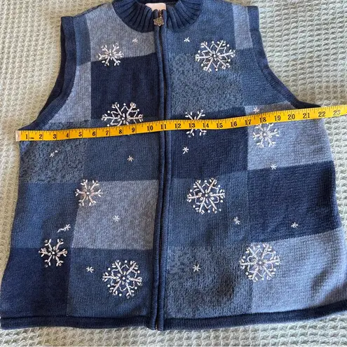 Breckenridge Ugly Christmas Sweater Vest Womens XL Extra Large Blue Grannycore