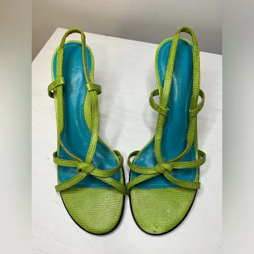 Lauren Ralph Lauren Vintage Reptile Green Sling Back Heeled Sandals sz 6