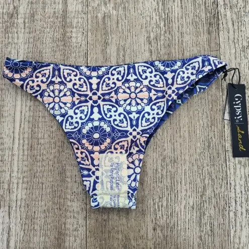 Gypsy 05 NEW! SAND Bikini Size S Small Racerback Top Cheeky Bottoms Blue Print