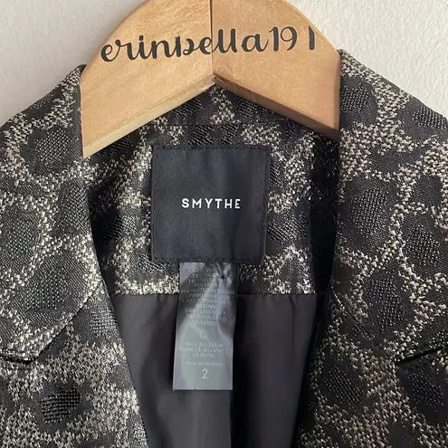SMYTHE Film Fest Sharp Shoulder Blazer Metallic Leopard Gray Size 2