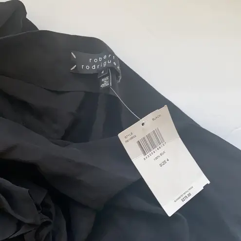 Robert Rodriguez NWT women’s black silk floral ruffled one sleeve blouse, size 4