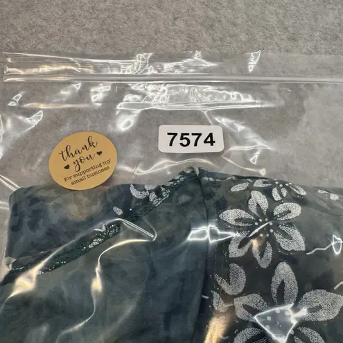 Vintage Y2K Brittany Black Top Womens 1X Green Forest Fairy Sparkle Tie Dye