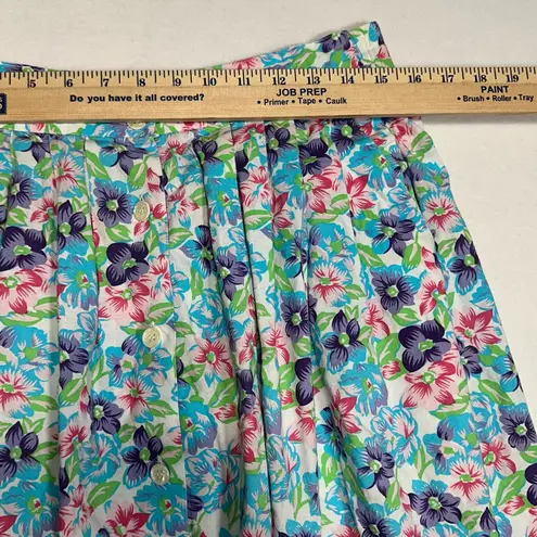 Karen Scott Vintage Collections Floral Maxi Skirt Pleated Buttons Size S