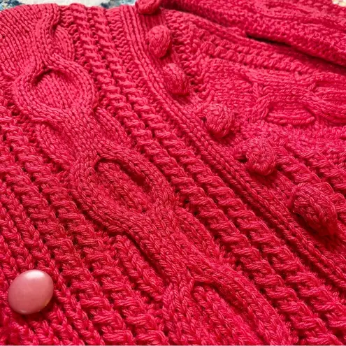 Vintage 50s Pink Irish Wool Knit Bubblegum Cardigan Sweater