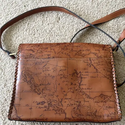 Patricia Nash  Map Print Leather Crossbody Bag Brown Vintage Adjustable purse