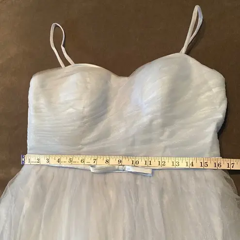 Women’s Tea Length Blue Prom Party Dress Corset Back Sweetheart Neckline Size 14