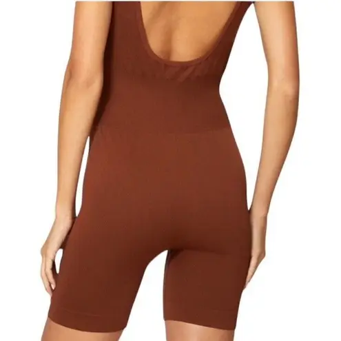 We Wore What Ribbed Bodysuit Playsuit Stretch Romper Brown One Piece