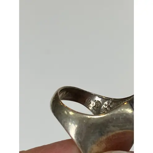 Signed Sterling Silver Modernist Sculptural Wave Statement Ring Size 8.5
