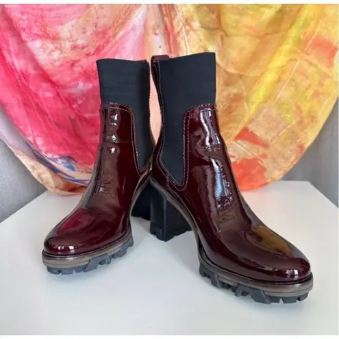 Rag and Bone  Shiloh Maroon Red Patent Leather lug sole Boots US 8 / EU 38 - Image 2