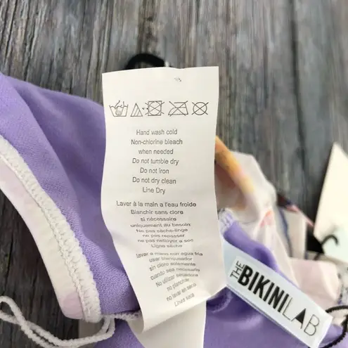 The Bikini Lab Watercolor Floral Ruffle Wrap Bikini Swim Top NWT size Medium