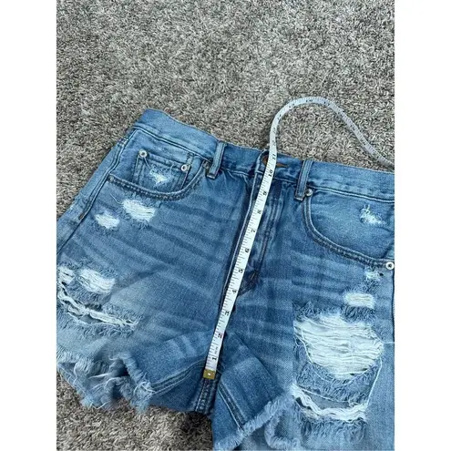 American Eagle  high rise girlfriend jean short distressed denim cut off size 8