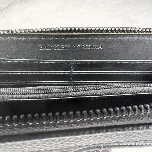 Badgley Mischka Black Textured Faux Pebble Leather Long Zip Around Wallet NEW