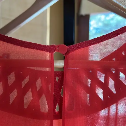 Maeve Anthroplogie Womens Lattice Neck A-line Dress Red Sleeveless Size 6