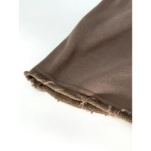 PaperMoon Womens Small Tiered Ruffled Zip Up Hooded Drawstring Top Brown Jacket