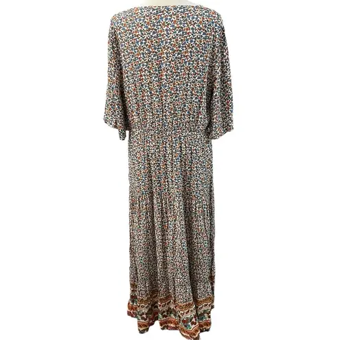 Pretty Garden Bohemian Floral Paisley VNeck Bell Sleeve Maxi Dress NWT XL