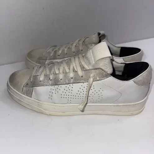 P448 John Sneaker Nordstrom Coated Leather Faux Fur Tongue Lace Up Shoes Sz 9.5