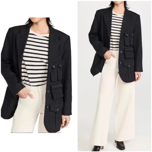 SMYTHE Surplus Cargo Blazer Jacket Wool Blend Black Size M Size M