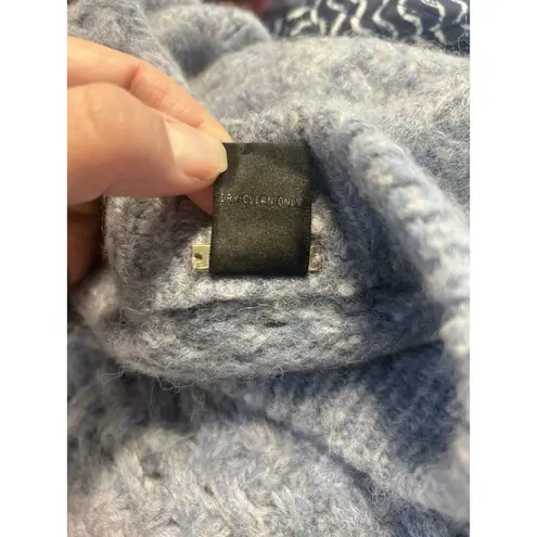 Magaschoni Alpaca Wool Blend Basketweave Chunky Knit Blue Sweater Size Medium