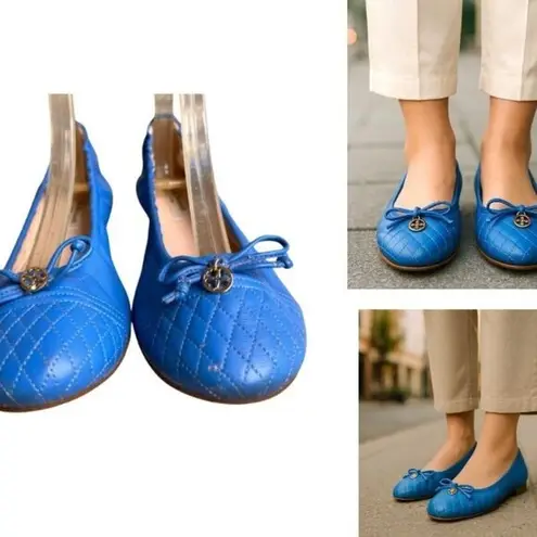 L K Bennett London Royal Blue Nappa Leather Sissy Ballet Flats 38 5 US 8 5 Size undefined