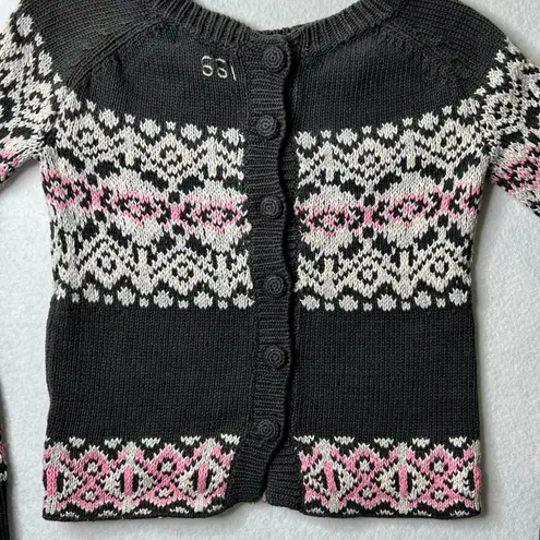 Odd Molly Fair Isle Sweater Knit Pullover Pink White Black Size 0