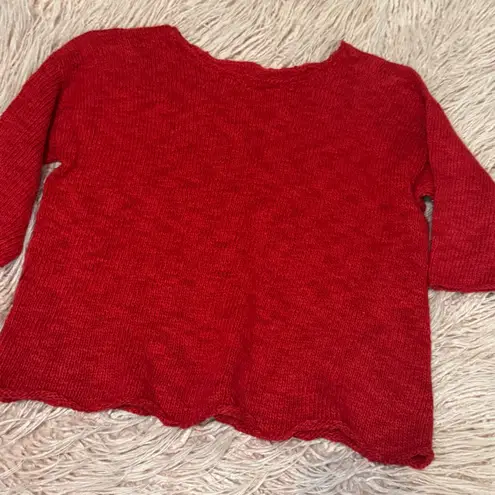 Handmade Elegant Scarlet Crew Neck Sweater