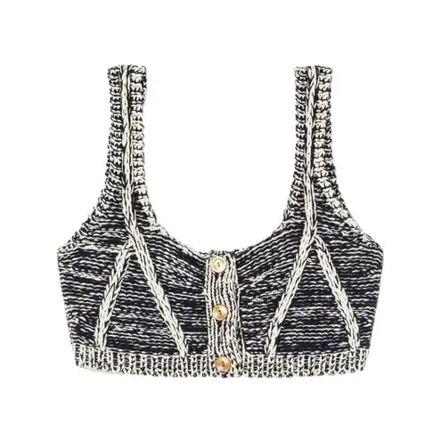 RE/DONE $225 NWT NAVY COMBO BUTTON FRONT BRA TOP SZ SMALL