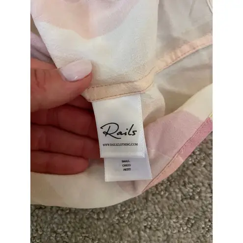 Rails Thea Sunset Stripe Pink & Beige Stripe Tie Front Short Sleeve Top